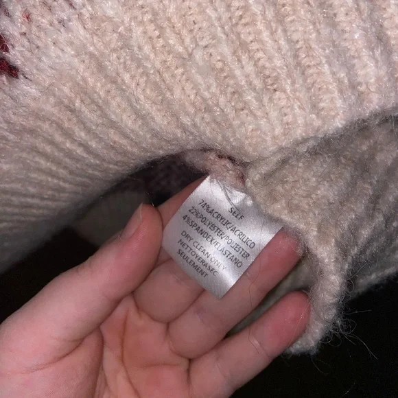 ADORA Heart Patterned Sweater - Burgundy and Cream - Picture 3 of 3